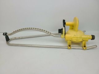 Vintage Nelson 3037 Dial A Rain Metal Oscillating Yellow Sprinkler Usa Made
