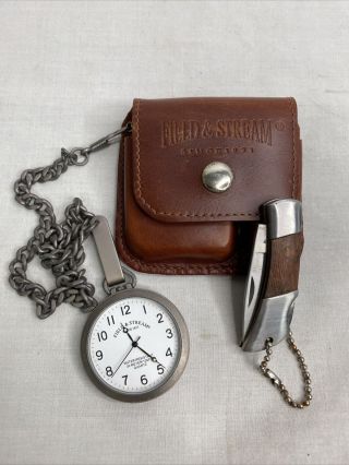 Vintage Field & Stream Waterproof Watch,  Pocket Knife Leather Pouch
