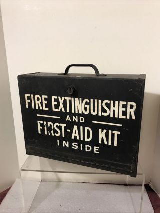 Vintage North Carolina Bus Fire Extinguisher And First Aid Kit Emergency Box