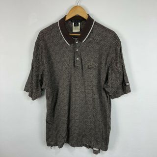 Vintage Nike Golf Polo Shirt Mens Size L Large Brown Geometric Short Sleeve