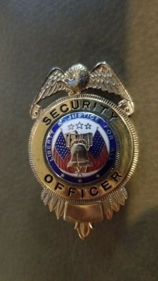 Vintage Security Officer Badge Liberty & Justice For All America Usa