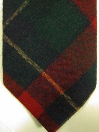 Vintage Pendleton Usa 100 Wool Red And Green Plaid Long Tall Tie