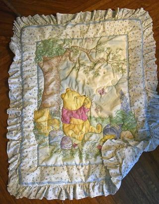 Disney Crown Craft Classic Pooh Vintage Baby Quilt Blanket Crib Comforter