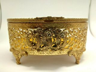 Vintage Gold Gilt Ormolu Brass Beveled Glass Jewelry Trinket Box 6  X4.  5  X3