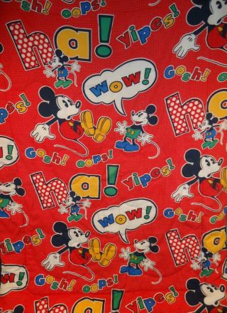 RARE Vintage Disney MICKEY MOUSE Comforter Blanket Reversible 68X86 Cotton USA 2