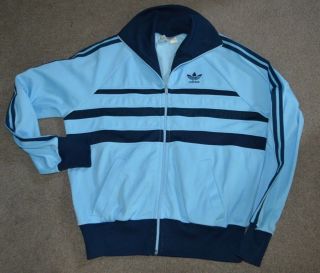 Vtg Adidas Track Jacket Made In France Trefoil S/m 1970s 80s Warm Up