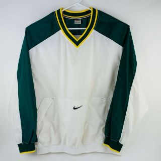 Nike Mens Xxl Vintage Pullover Windbreaker Nylon Green And White Center Swoosh