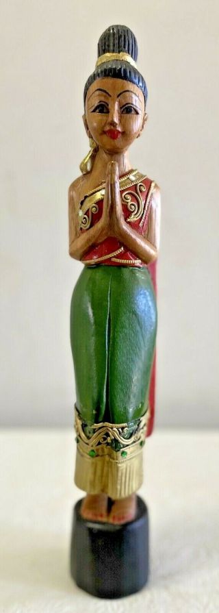 Vintage Bali Indonesian Hand Carved Wood Woman Sculpture Statue 15 "