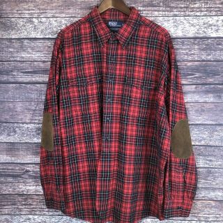 Vintage Polo Ralph Lauren Woodsman Workshirt Red Plaid Elbow Patch Shirt 2xl Xxl