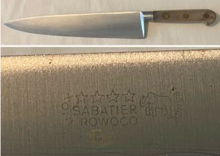 Vintage Sabatier Rowoco France 4 Star Elephant 10” Chef’s Knife Wood Handle