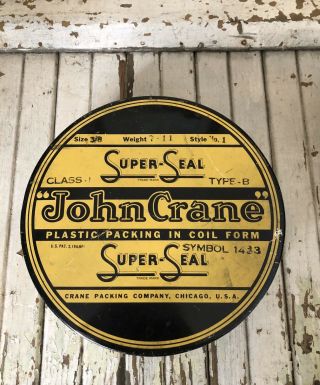 Vintage John Crane Seal Packing Tin Metal Crane Packing Co Chicago Usa