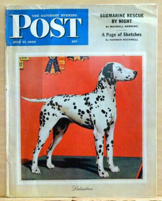 Saturday Evening Post - July 17,  1943 - J.  D.  Salinger Story - Dalmatian Cover