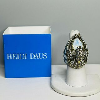 Vintage Heidi Daus Swarovski Crystals Sparking Serenity Swan Ring Lnib