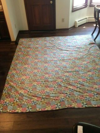 Vintage Quilt 102” X 87” Patchwork Homemade And Hand - Tied