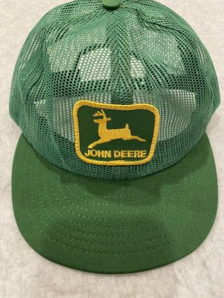 Vtg John Deere Snapback Trucker Hat All Full Mesh Patch Cap Louisville Mfg Usa