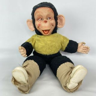 Bijou Toy 1950s Mr.  Bim Zippy Zip The Chimp Toy Monkey Vintage Rubber Face Plush