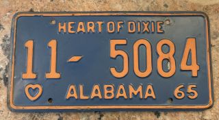 Vintage 1965 Calhoun County Alabama License Plate