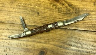 Vintage J.  A.  Henckels Germany Zwilling Jigged Bone Whittler Pocket Knife 2