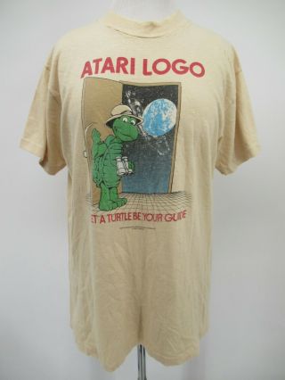 P0419 Vtg 1983 Atari Logo Let A Turtle Be Your Guide T - Shirt Made In Usa Size L