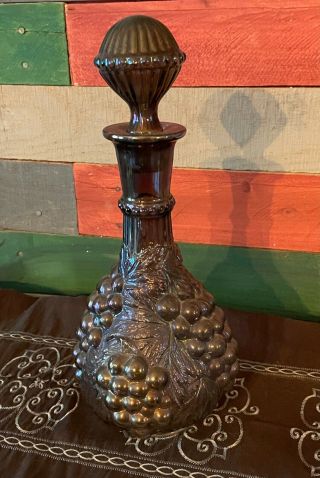 Stunning Vintage Imperial Glass Grape Smoke Carnival Carafe Decanter