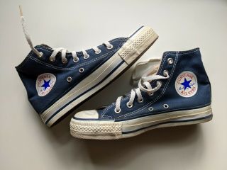 Vintage Converse All Star Canvas Hi - Top Sneakers Box Blue Size 5.  5