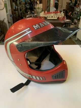 Vintage Maxon Ram Air Full Face Bmx Dirt Bike Motocross Helmet Red