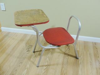 Vintage Childrens Folding Chair / Converts To School Desk Red Vinyl 1960 