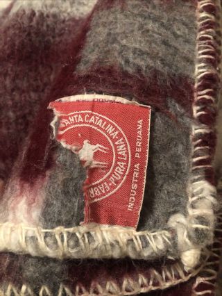 Vintage Peruvian Santa Catalina Alpaca Wool Thick Blanket 59” x 76” 2