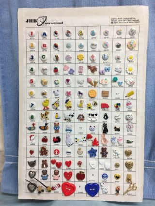 Vintage Jhb Salesman Sample Button Card (132) Many Shank & Hand Painted 