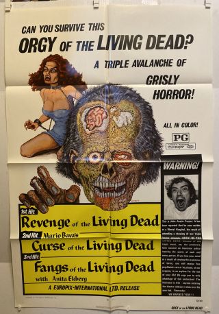 Vintage 1972 Orgy Of The Living Dead One Sheet Folded Movie Poster Nss 72/410