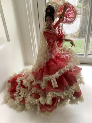 Vintage Marin Chiclana Flamenco Doll Red Dress