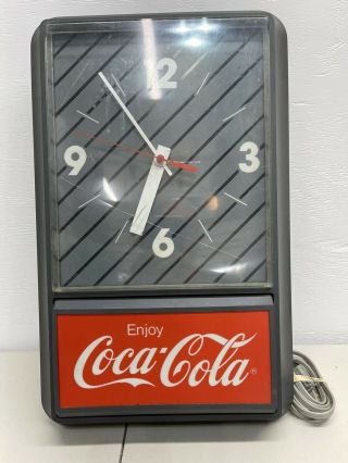 Vintage Enjoy Coca Cola Electric Wall Clock Sign Restaurant Store Lanshire