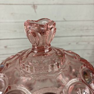 Vintage LE Smith Pink Moon And Stars Glass Candy Dish Covered Compote 3