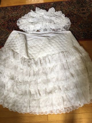 Vintage Bassinet Lace Skirt & Lace Hood Made In Usa