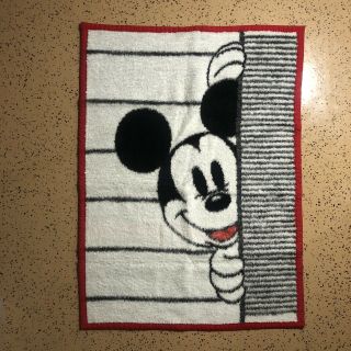 Vintage Biederlack Disney 1984 Mickey Mouse Small Blanket Reversible