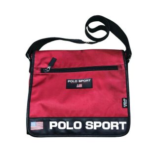 Vintage 90s Polo Sport Messenger Bag By Ralph Lauren Red 11x11 Unisex