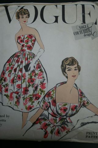 Vintage Vogue 50s Couturier Party Dress/bolero Pattern By Simonetta Italy 16/b36