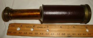 Vintage 6 Inch Ross London English Spyglass Brass And Leather Construction