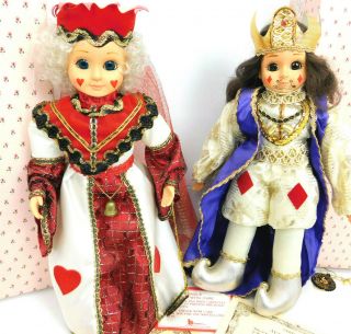 Set Of 2 - Brinns Vintage 1989 King Of Diamond And Queen Of Heart Porcelain Dolls
