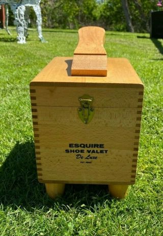 Vintage Esquire Shoe Valet Deluxe Shoe Shine Wood/oak Box W/accessories