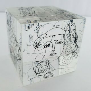 1960 Pop Art Lucite Cube Vintage Mid Century Modern Fornesseti Style
