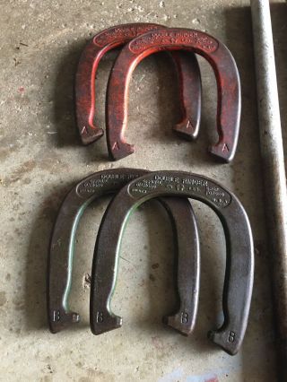 Vintage Official Diamond Duluth Double Ringer Set Horseshoes & Posts Games USA 2