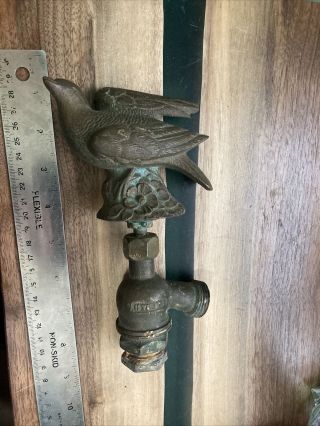 Vintage Brass/bronze Bird Water Spigot Garden Faucet Knob Handle Dove Axford 1