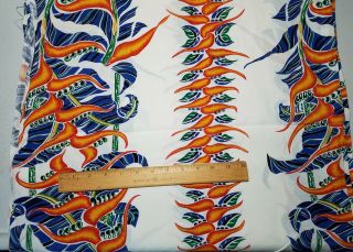 Vintage Hawaiian Asian Rayon Fabric 4 Yds,  24 " And 42 " Wide