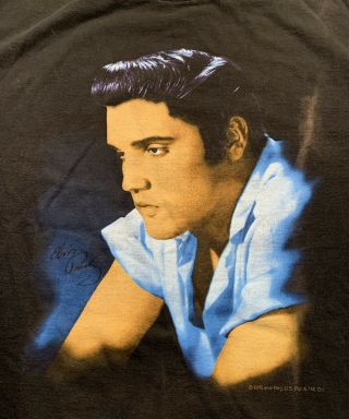 Sz L - Vtg 90’s Alstyle Elvis Presley Face Short Sleeve Tee Black RARE USA Made 3