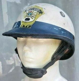 Vintage 1970 Mexico City Df Police Uniform Motorcycle Cop Helmet Mexican Cap Hat