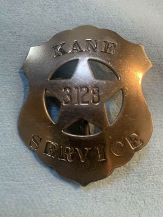 Vintage/obsolete - Kane Service - Numbered (3128) Security Officer Badge (star)