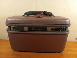 Samsonite Silhouette Vintage Laveder Beauty Makeup Train Case Suitcase Tag & Key