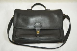 Vintage Coach Briefcase Black Leather Laptop Messenger Bag Ex