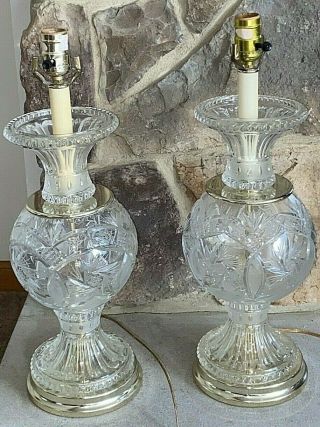 Vintage Glass Crystal Retro Mid Century Modern Table Lamps